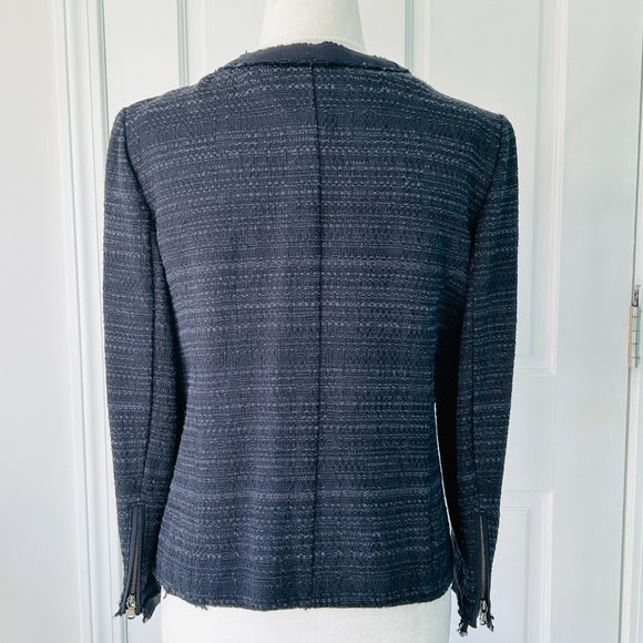 ecru Structured Embroidered Cotton Tweed Jacket (size M) - Picture 4 of 13